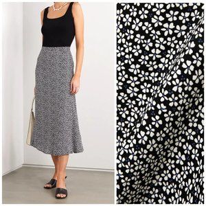 Reformation Navy Daisy Floral Midi Skirt - Size 6